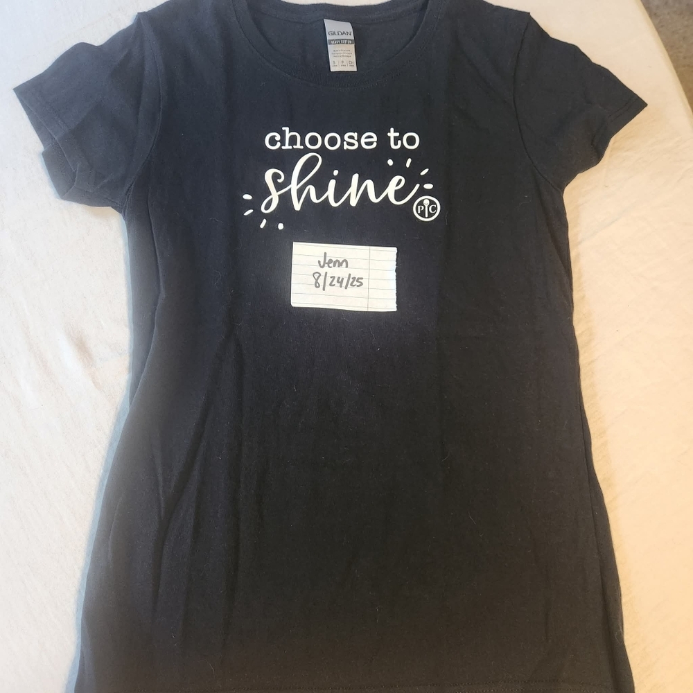 Womens Size Small Pampered Chef Black Tee 'Choose to Shine' Graphic